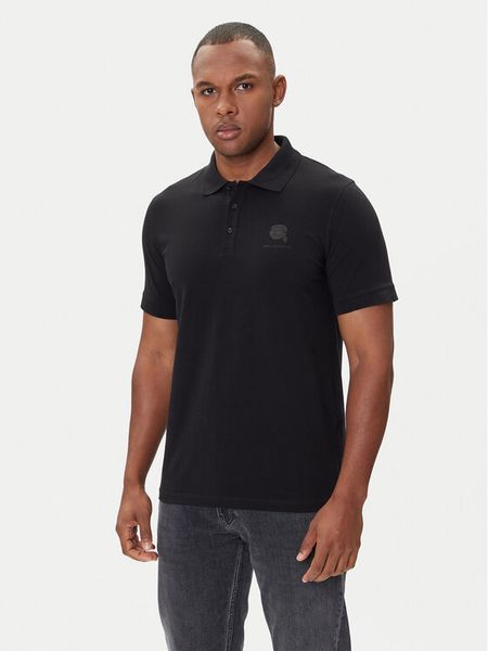 KARL LAGERFELD Polo 745015 554221 Czarny Regular Fit. Czarne koszulki polo męskie KARL LAGERFELD, l, bez wzorów, z bawełny, bez kołnierzyka, bez ramiączek. Za 329.99 zł.