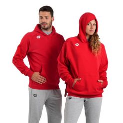 Bluza Arena Team Hooded Sweat Panel z kapturem. Czerwone bluzy nierozpinane męskie ARENA, l, bez wzorów, z bawełny, z kapturem. Za 299.99 zł.