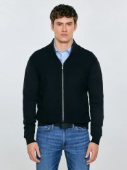 Sweter męski rozpinany ze stójką czarny Anton 906. Czarne kardigany męskie Big Star, l, bez wzorów, z bawełny, bez ramiączek. Za 249.99 zł.