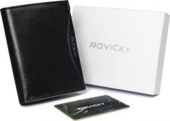 Rovicky Duży, oryginalny portfel męski z naturalnej skóry licowej, RFID Rovicky Nie dotyczy. Portfele męskie ROVICKY, bez wzorów, ze skóry. Za 132.56 zł.