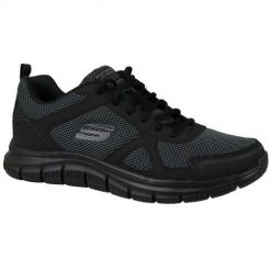 Buty treningowe męskie Skechers Track. Czarne buty treningowe męskie Skechers, bez wzorów, z tkaniny, bez zapięcia, na fitness i siłownię. Za 249.99 zł.
