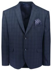 Taliowana, Elegancka Marynarka Męska - Casino - Granat, Delikatna Kratka. Niebieskie marynarki męskie Casino, m, bez wzorów, z poliesteru. Za 389.00 zł.