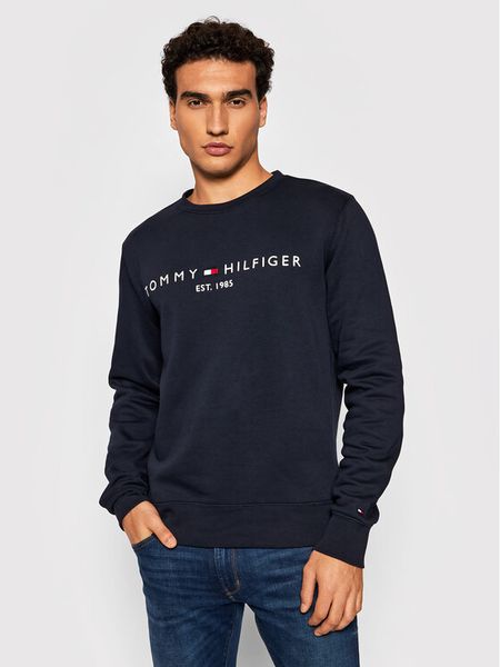 Tommy Hilfiger Bluza Logo MW0MW11596 Granatowy Regular Fit. Niebieskie bluzy nierozpinane męskie Tommy Hilfiger, m, bez wzorów, z bawełny, bez ramiączek, bez kaptura. Za 419.99 zł.