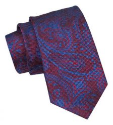 Krawat Męski, Klasyczny - ALTIES - Czerwony z Niebieskim. Czerwone krawaty i muchy męskie Alties, bez wzorów, z tkaniny, eleganckie. Za 49.00 zł.