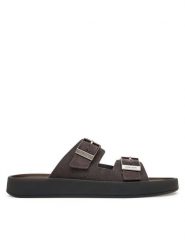 Calvin Klein Klapki Ergon Double Bar Sandal Su HM0HM02094 Brązowy. Brązowe klapki i japonki męskie Calvin Klein, bez wzorów, ze skóry. Za 529.99 zł.