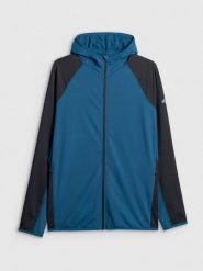 4F Bluza trekkingowa regular z kapturem męska - turkusowa M. Niebieskie bluzy rozpinane męskie 4f, m, bez wzorów, z kapturem. Za 249.99 zł.