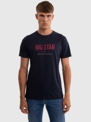 Koszulka męska o klasycznym kroju granatowa Bruno 403. Niebieskie t-shirty męskie Big Star, l, z aplikacjami, z denimu, bez kołnierzyka, bez ramiączek. Za 99.99 zł.