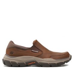 Półbuty Skechers. Brązowe codzienne półbuty męskie Skechers, bez wzorów, bez obcasa, bez zapięcia. Za 279.99 zł.