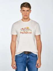Koszulka męska z nadrukiem kremowa Mifer 103. Białe t-shirty męskie Big Star, l, z aplikacjami, z bawełny, bez kołnierzyka, bez ramiączek. Za 99.99 zł.