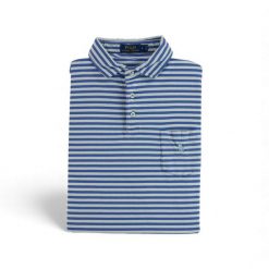 Second life - Krótki Rękaw Męskie Polo Niebieskie - Jak nowy. Niebieskie koszulki polo męskie Ralph Lauren, m, bez wzorów, sportowe, bez kołnierzyka, bez ramiączek. Za 114.17 zł.