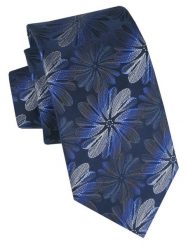 Klasyczny, Męski Krawat Alties - Granatowy w Duże Kwiaty. Niebieskie krawaty i muchy męskie Alties, bez wzorów, z tkaniny, eleganckie. Za 49.00 zł.
