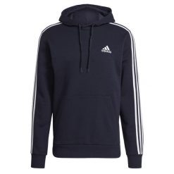 Bluza z kapturem adidas Essentials Fleece 3-Stripes, Mężczyźni. Białe bluzy z kapturem męskie ADIDAS, m, bez wzorów, z polaru, z kapturem. Za 173.00 zł.