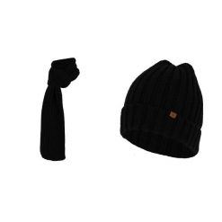Męski komplet narciarski - Czapka i szalik - Jeden rozmiar. Czarne czapki męskie HEAT KEEPER, na zimę, bez wzorów, z dzianiny, eleganckie. W wyprzedaży za 182.50 zł.