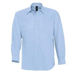 Męska Koszula Oxford Z Długim Rękawem. Niebieskie koszule męskie SOL'S, m, bez wzorów, casualowe, bez kołnierzyka, bez ramiączek. Za 146.99 zł.