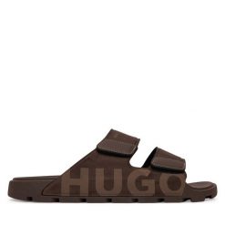 Klapki HUGO. Brązowe klapki i japonki męskie Hugo, bez wzorów. Za 399.99 zł.