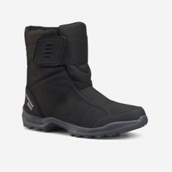 Buty turystyczne śniegowce męskie Quechua SH100 rzep. Czarne buty trekkingowe męskie QUECHUA, na zimę, bez wzorów, z gumy, sportowe, bez obcasa, bez zapięcia. Za 169.99 zł.