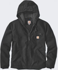 Kurtka Carhartt Washed Duck Sherpa Lined Black. Czarne kurtki męskie Carhartt, m, bez wzorów, bez ramiączek, bez kaptura. Za 662.91 zł.