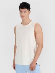 4F Tank top oversize męski - biały XL. Białe t-shirty sportowe męskie 4f, m, bez wzorów, z bawełny, eleganckie, bez ramiączek. W wyprzedaży za 29.99 zł.