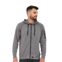 Bluza męska wełniana z kapturem Brubeck OUTDOOR MERINO. Szare bluzy nierozpinane męskie Brubeck, m, bez wzorów, z elastanu, z kapturem. Za 439.00 zł.