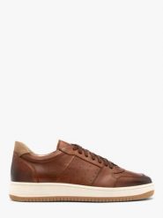 Brązowe sneakersy męskie. Brązowe buty sportowe na co dzień męskie Ryłko, m, bez wzorów, ze skóry, sportowe, bez ramiączek, bez kaptura. Za 479.99 zł.