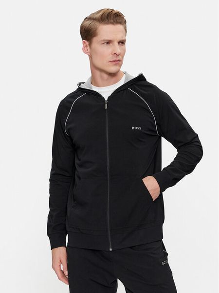 Boss Bluza Mix&Match 50515392 Czarny Regular Fit. Czarne bluzy rozpinane męskie Boss, m, bez wzorów, z bawełny, bez ramiączek, bez kaptura. Za 299.99 zł.
