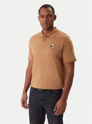 KARL LAGERFELD Polo 745710 561224 Beżowy Regular Fit. Brązowe koszulki polo męskie KARL LAGERFELD, m, bez wzorów, z bawełny, bez kołnierzyka, bez ramiączek. Za 479.99 zł.