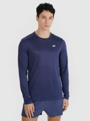 4F Longsleeve do biegania szybkoschnący męski - szary M. Szare t-shirty sportowe męskie 4f, m, bez wzorów, z dzianiny, klasyczne, bez ramiączek. Za 79.99 zł.