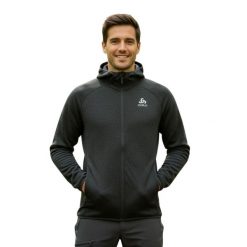 Bluza turystyczna męska Odlo. Szare bluzy bez kaptura męskie Odlo, m, bez wzorów, z elastanu, bez kaptura. Za 282.70 zł.