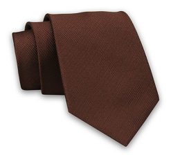 Brązowy Elegancki Klasyczny Męski Krawat -Angelo di Monti- 7 cm, Jednokolorowy, w Delikatne Prążki. Brązowe krawaty i muchy męskie Angelo di Monti, bez wzorów, z tkaniny, eleganckie. Za 45.00 zł.