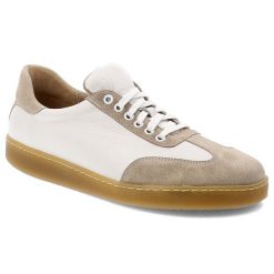 Półbuty męskie Wasak Barefoot, ze skóry naturalnej na płaskiej podeszwie sznurowane, biało-beżowe, 248. Białe codzienne półbuty męskie WASAK, bez wzorów, z materiału, eleganckie, bez obcasa, bez zapięcia. Za 280.99 zł.