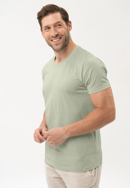 Bawełniana koszulka T-BASIC. Zielone t-shirty męskie Volcano, m, bez wzorów, z bawełny, bez kołnierzyka, bez ramiączek. Za 59.99 zł.