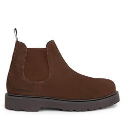 Sztyblety Tommy Hilfiger. Brązowe sztyblety męskie Tommy Hilfiger, bez obcasa, bez zapięcia. Za 379.99 zł.