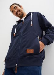 Bluza rozpinana z kapturem, Loose Fit. Niebieskie bluzy z kapturem męskie bonprix, l, bez wzorów, z kapturem. Za 144.99 zł.