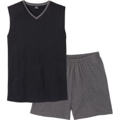 Piżama z krótkimi spodenkami bonprix czarno-antracytowy melanż. Piżamy męskie marki bonprix. Za 34.99 zł.