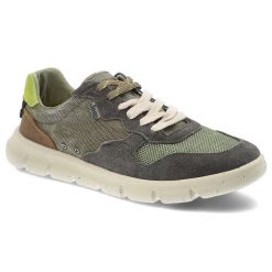 Sneakersy męskie Jeep, na platformie materiałowe sznurowane codzienne i sportowe, militarne, JM51004A-020. Zielone buty sportowe na co dzień męskie Jeep, m, bez wzorów, z materiału, militarne, bez ramiączek, bez kaptura. Za 314.99 zł.