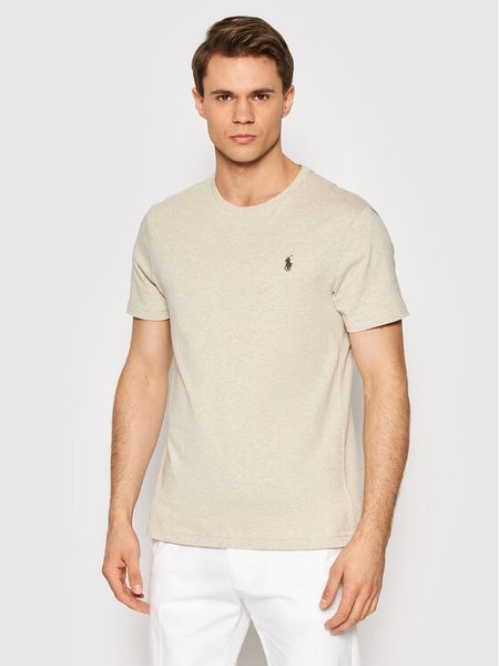 Polo Ralph Lauren T-Shirt 710671438203 Beżowy Slim Fit. Brązowe koszulki polo męskie Polo Ralph Lauren, m, bez wzorów, z bawełny, bez kołnierzyka, bez ramiączek. Za 299.99 zł.