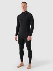 4F Bielizna termoaktywna bezszwowa z wełną Merino (dół) męska - czarna L/XL. Czarna bielizna termoaktywna męska 4f, l, bez wzorów, z dzianiny, bez ramiączek. Za 299.99 zł.