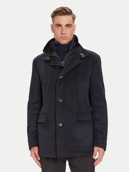 JOOP! Płaszcz wełniany 17 JO-48Gary 30048807 Granatowy Regular Fit. Niebieskie płaszcze męskie JOOP!, na zimę, m, bez wzorów, z wełny, bez kaptura. Za 1,499.00 zł.