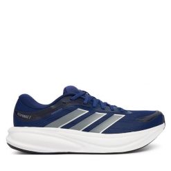 Buty do biegania adidas. Niebieskie buty do biegania męskie ADIDAS, bez wzorów, bez zapięcia, do biegania. Za 299.99 zł.