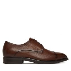 Półbuty BOSS. Brązowe eleganckie półbuty męskie Boss, wizytowe, bez obcasa, bez zapięcia. Za 1,769.00 zł.
