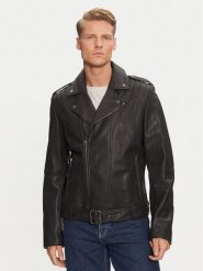Hugo Kurtka skórzana Lowis-5 50521018 Czarny Regular Fit. Czarne kurtki męskie Hugo, m, bez wzorów, ze skóry, bez ramiączek, bez kaptura. Za 1,539.00 zł.