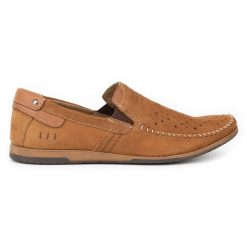 KOMODO Buty męskie mokasyny 876 lato camel wielokolorowe. Brązowe mokasyny męskie z gumy, bez zapięcia. Za 377.80 zł.