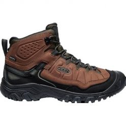Buty trekkingowe męskie Keen Targhee Iv Mid Wp. Brązowe buty trekkingowe męskie Keen, bez wzorów, z materiału, sportowe, za kostkę, bez obcasa, bez zapięcia. Za 713.00 zł.
