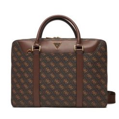 Torba na laptopa Guess. Brązowe torby na laptopa męskie Guess, z aplikacjami, małe. Za 449.99 zł.