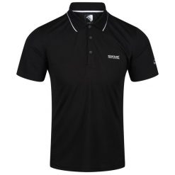 Męska Koszulka Polo Maverik V. Czarne koszulki polo męskie Regatta, m, bez wzorów, bez kołnierzyka, bez ramiączek. Za 73.99 zł.