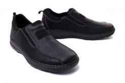 RIEKER 05363-00 black, półbuty/mokasyny męskie. Czarne mokasyny męskie Rieker, bez zapięcia. Za 399.90 zł.