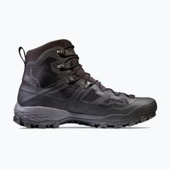 Buty trekkingowe męskie Mammut Ducan High GTX. Czarne buty trekkingowe męskie Mammut, bez wzorów, bez zapięcia, trekkingowe. Za 689.99 zł.