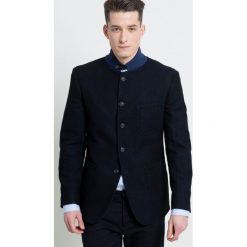 Trussardi - Płaszcz. Niebieskie płaszcze męskie TRUSSARDI, bez wzorów, z bawełny, bez kaptura. W wyprzedaży za 569.90 zł.