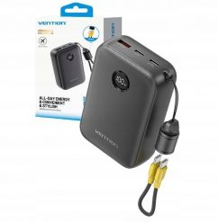 Powerbank Vention 20000mAh 2 x USB-C 1x USB-A z wyświetlaczem 22.5W czarny. Czarne powerbanki Vention. Za 136.90 zł.