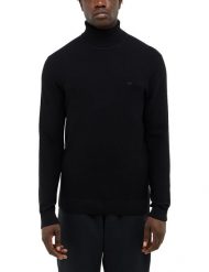 Męski Sweter Mustang Style Elgin Jet Black 1016848 4188. Czarne swetry męskie Mustang, bez wzorów, bez kołnierzyka, bez ramiączek. Za 79.99 zł.